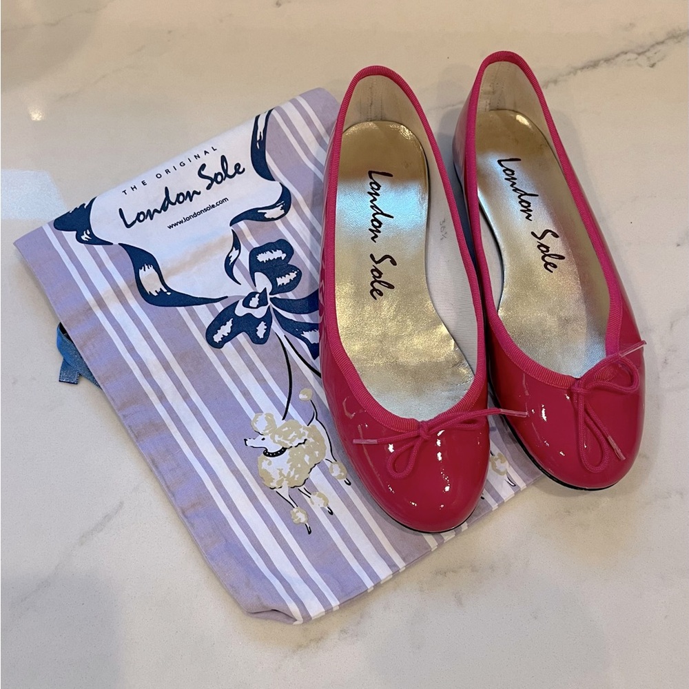 London Sole | Henrietta Ballet Flats - Pink Patent Leather - Size 36.5
